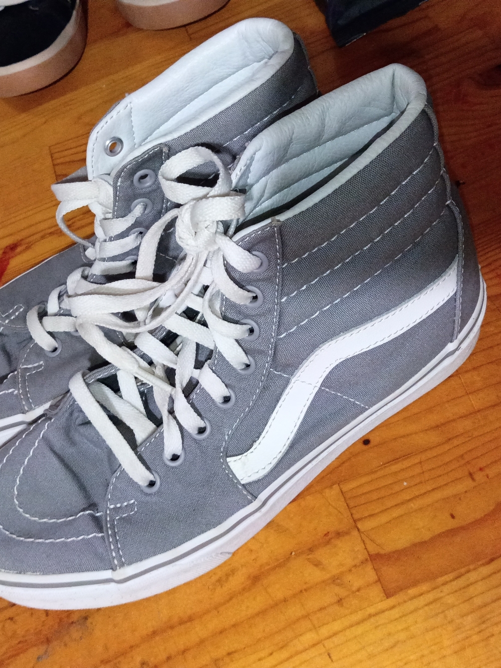 Vans Gray and White High-Top Skate Sneakers